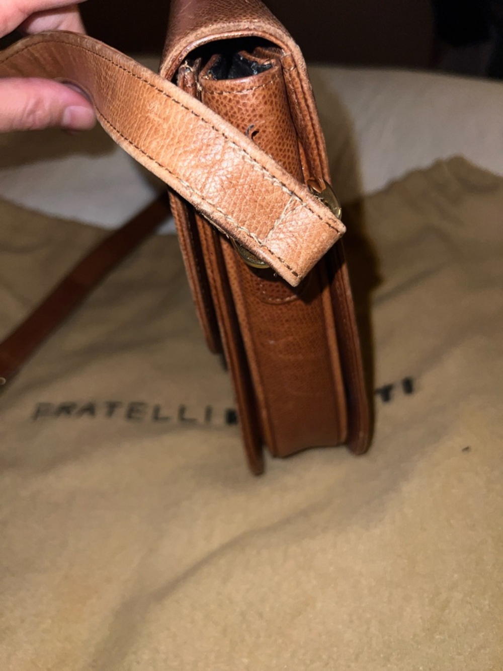 Fratelli Rossetti Cognac Brown Leather vintage Shoulder Bag - Picture 3 of 8
